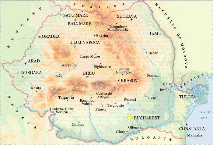 Harta Fizica a Romaniei