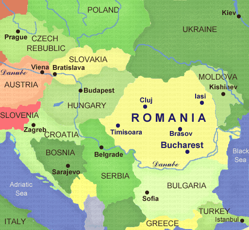 Harta Romaniei in Europa